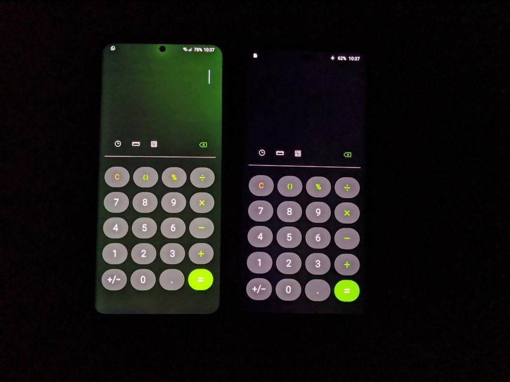Slik (venstre) ser grønnskjæret ut. Normal skjerm til høyre.