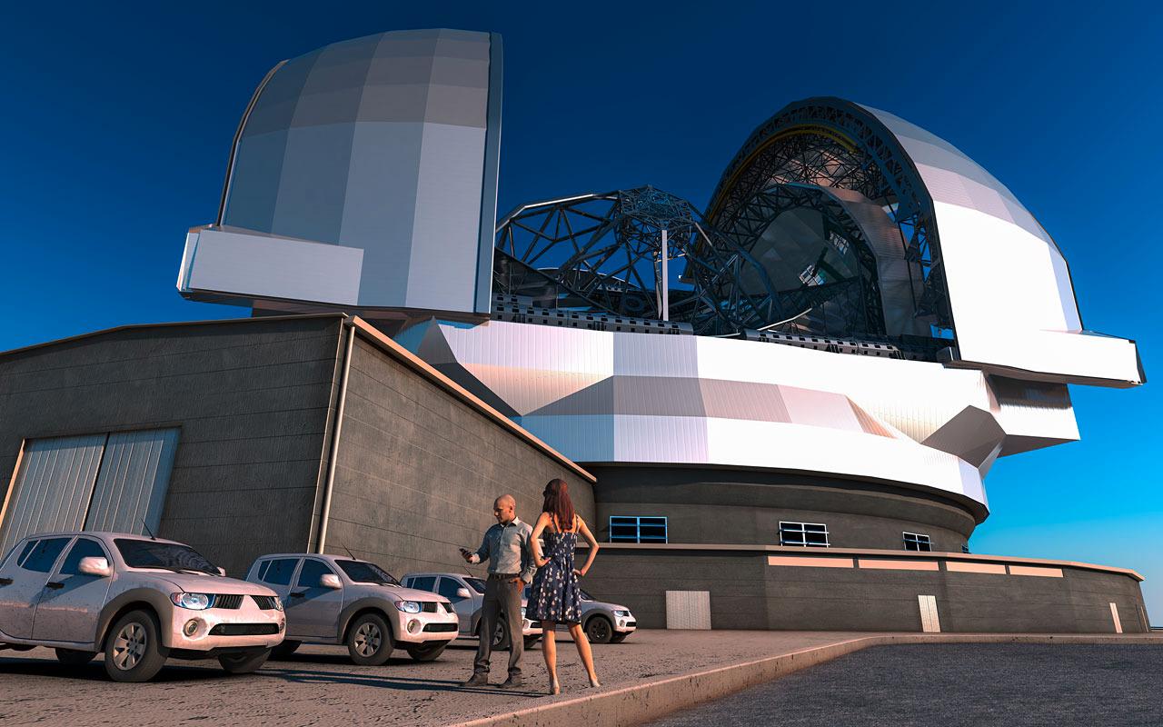 Teleskopet er innkapslet av en kuppel med en diameter på 85 meter.
