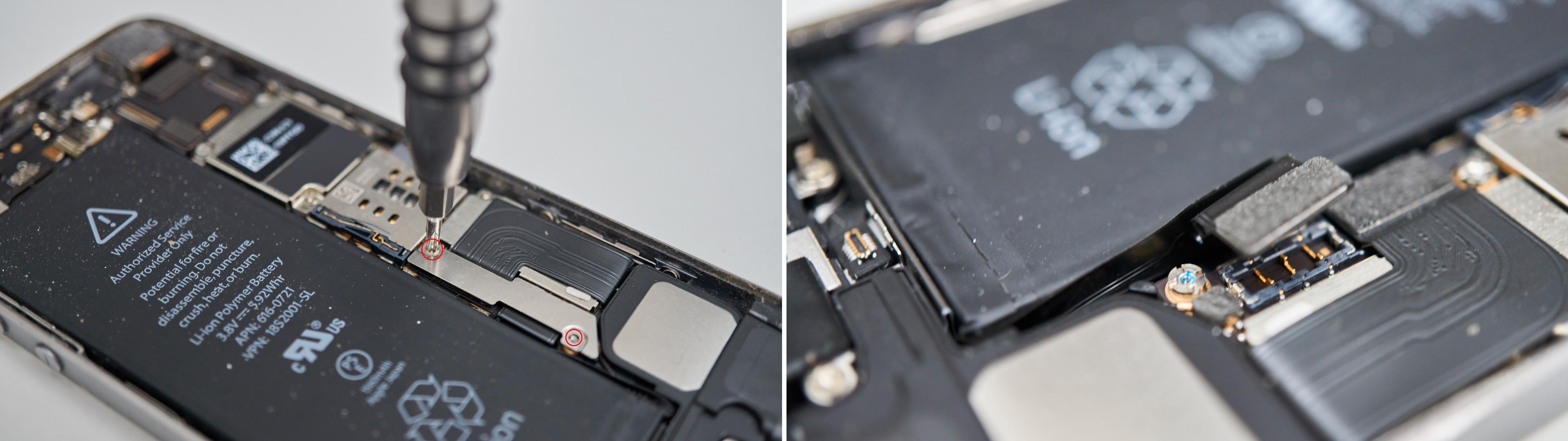 Batterikontakten må kobles fra, og sitter gjemt bak en metallbrakett.