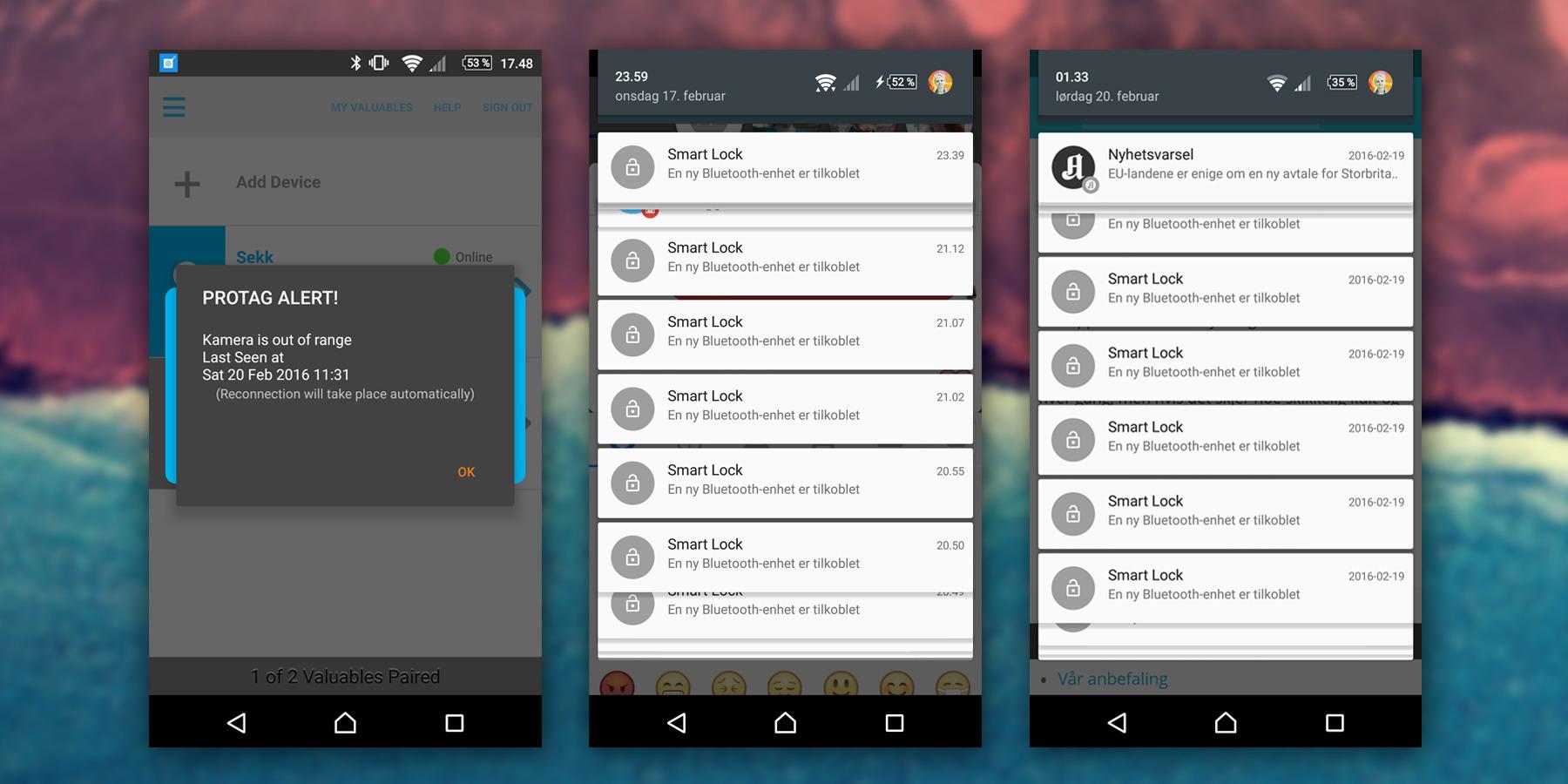 SLUTT! Protag-appen maser og maser om at den er funnet, via Androids innebygde Smart Lock-funksjon. Både Elite og Duet er dessuten notorisk flinke på å bli mistet, og da vibrerer det som besatt i lomma.