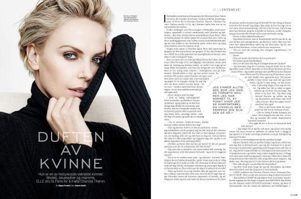 Elle-intervjuet med Charlize Theron har fått flere til å reagere. FOTO: Faksimile: Elle, nummer 10, 2014
