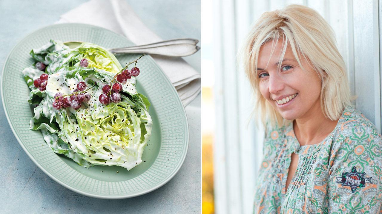 JÄTTEGODT: Som Kokke-Tina ville sagt om denne fløtemarinerte salaten med rips som forlenger sommerfølelsen litt til. Foto: Charlie Drevstam/Tina - slik lager du min aller beste mat