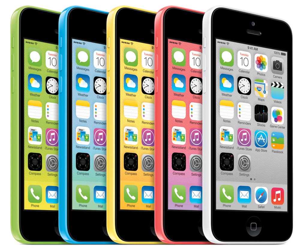 iPhone 5C fås i fem ulike farger.Foto: Apple