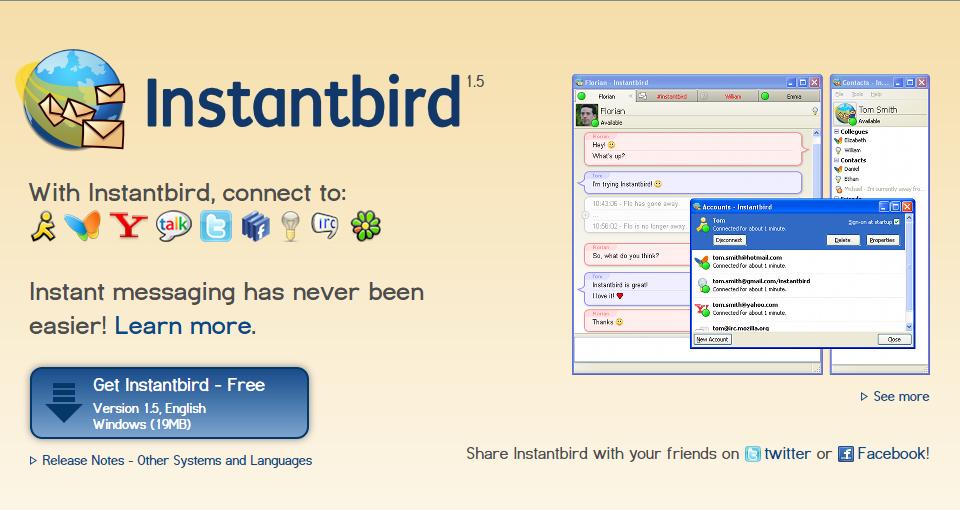 Tor Messenger er basert på det eksisterende Instantbird-programmet. Foto: Skjermdump/Instantbird.com