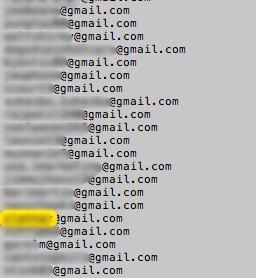 Vi fant én av våre gamle Gmail-kontoer i listen.