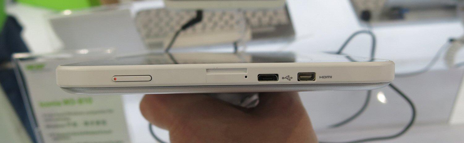 Micro-USB og HDMI micro på brettets ene kortside.Foto: Vegar Jansen, Hardware.no