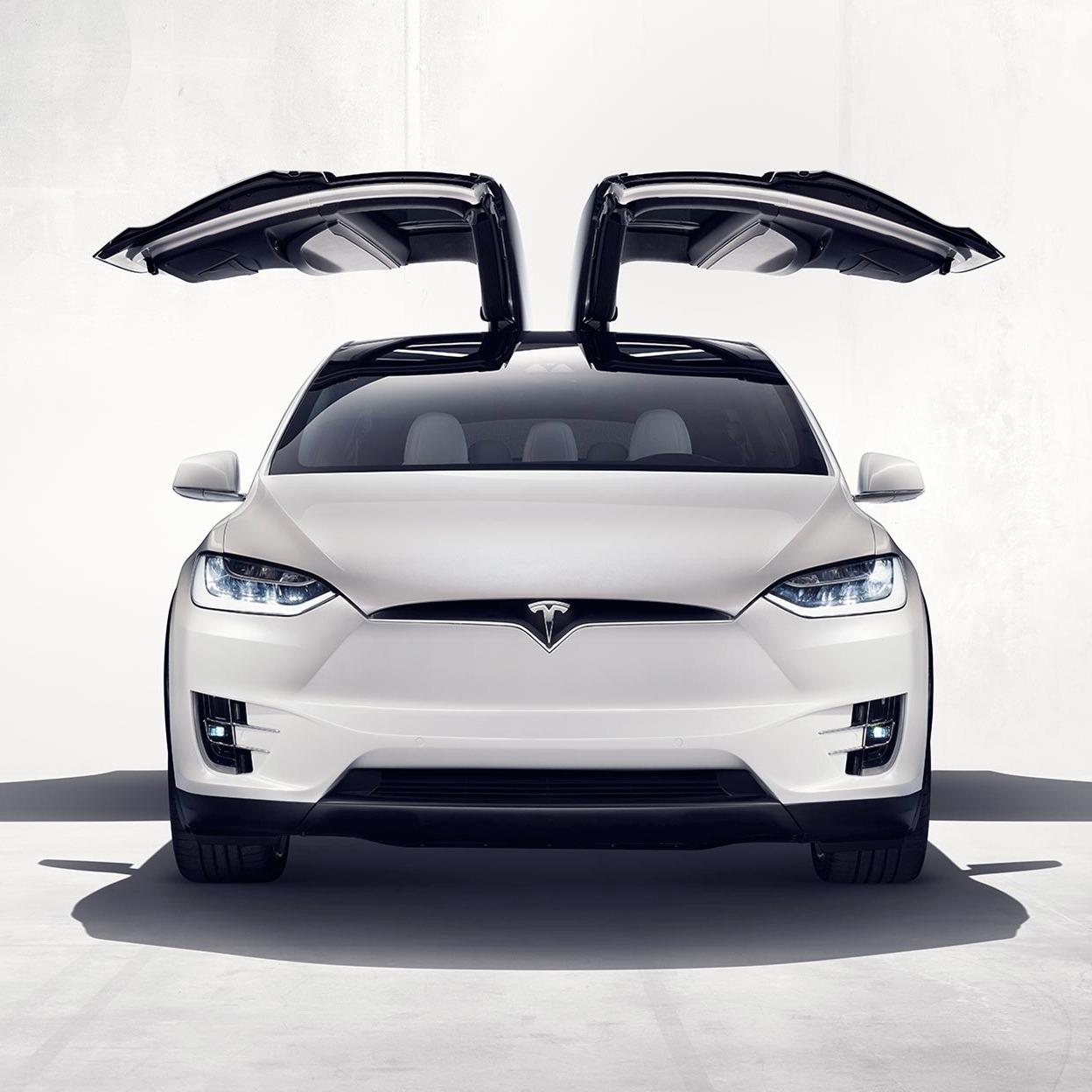 Ifølge Elon Musk vil også Crossover-utgaven av Model 3, kalt Model Y, få slike falkevingedører. Her Model X. Foto: Tesla Motors