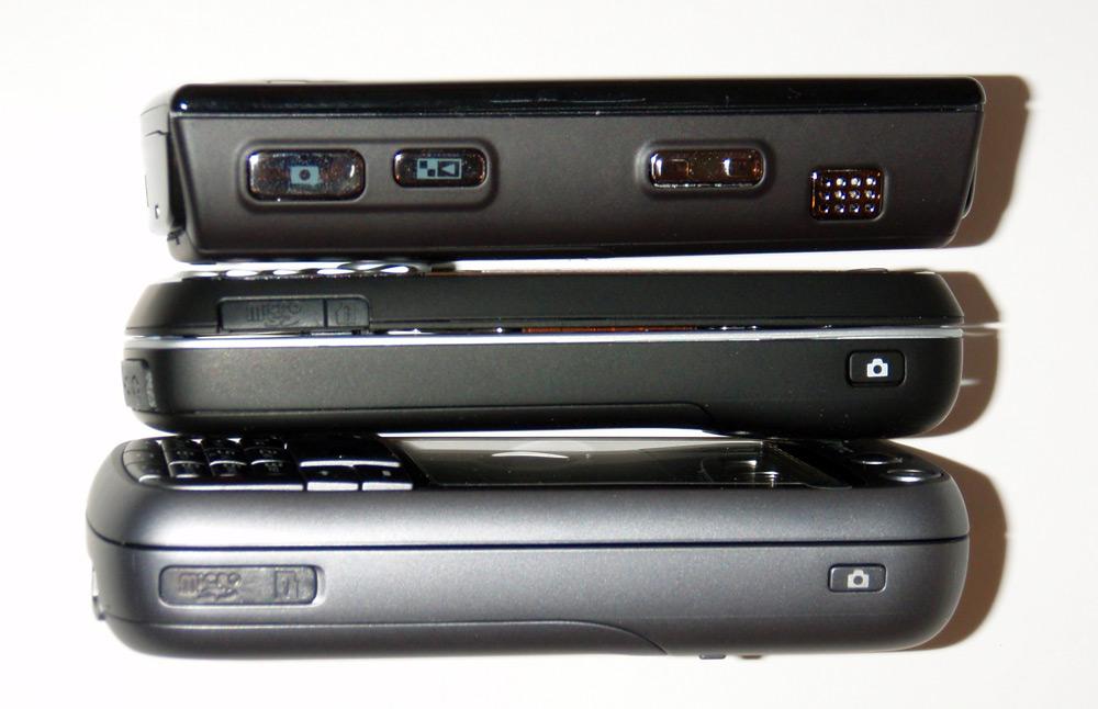 Øverst til nederst: Nokia N95 8GB, S710 og S730.