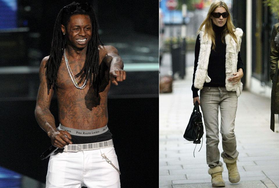 MEST MISLIKT: Rapartist Lil Wayne går ofte med «sæggebukser», en trend som mange amerikanere misliker sterkt. Ugg-skoen som har blitt sett på stjerner som Kate Moss er derimot ikke like ille, ifølge spørreundersøkelsen. Foto: Getty Images / AP