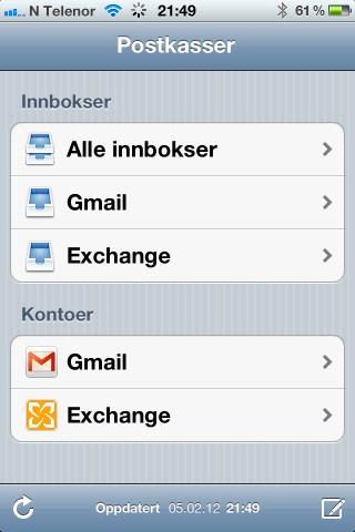 Mail-appen på iPhone lar deg velge om du vil vise e-post fra kun én konto, eller fra alle kontoene du har satt opp.