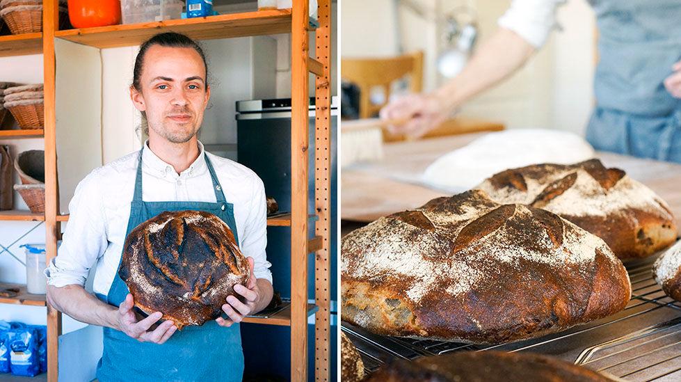 BAKER: Martin Fjeld følges av flere kokke-storheter på Instagram, og leverer surdeigsbrød til blant annet Ett Bord i Oslo. Foto: Maria Tveiten Helgeby/VG