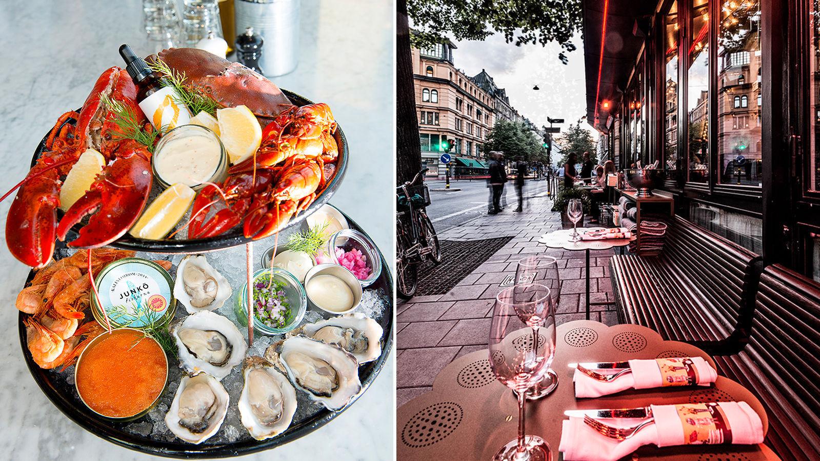 GLADE DAGER: Stockholm byr på gode spisesteder - til alle måltider; start dagen med en skalldyrfest på Urban Deli og avslutt med et glass på uteserveringen på Riche. Foto: Urban Orzolek/Riche.
