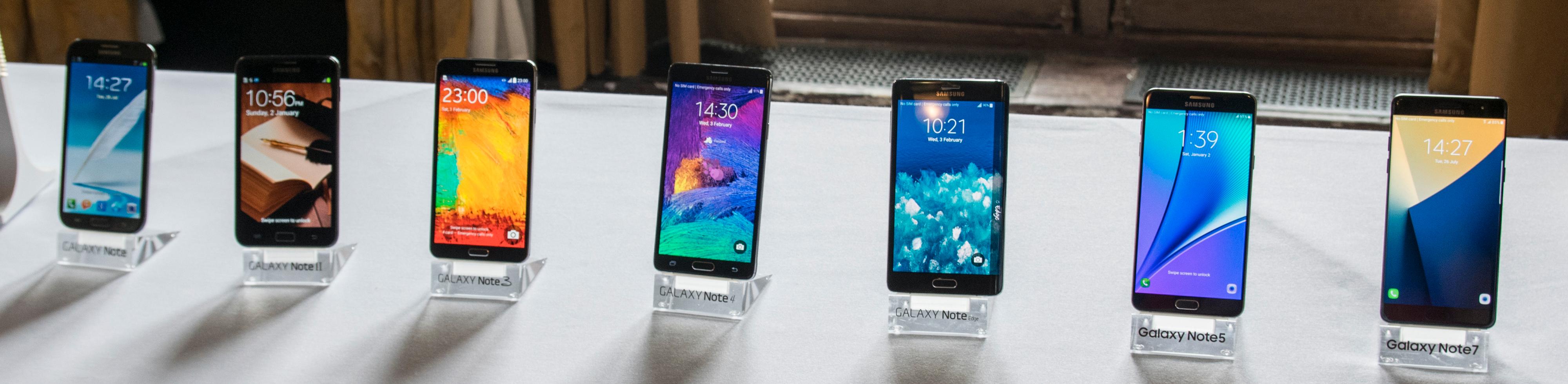 Samsung hadde med seg hele Galaxy Note-serien da de skulle vise frem den nyeste.