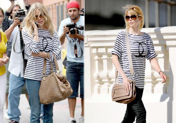 EKSKLUSIVT: Claudia Schiffer og Sienna Miller har den samme Chanel T-skjorten. Foto: Wenn.com