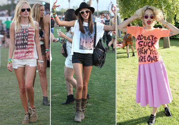 KONSERTKLARE: Kate Bosworth, Miranda Kerr og Rita Ora har gått for en røff stil på Coachella-festivalen. Foto: NTB Scanpix/Getty Images/All Over Press