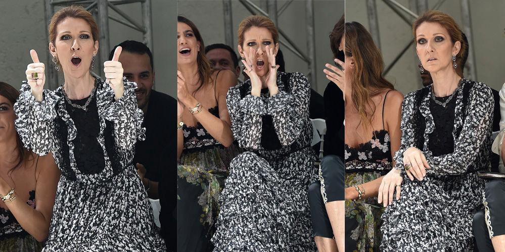 Tydlig fornøyd: Celine Dion var ikke redd for å vise sin begeistring for visningen. Foto: Getty Images
