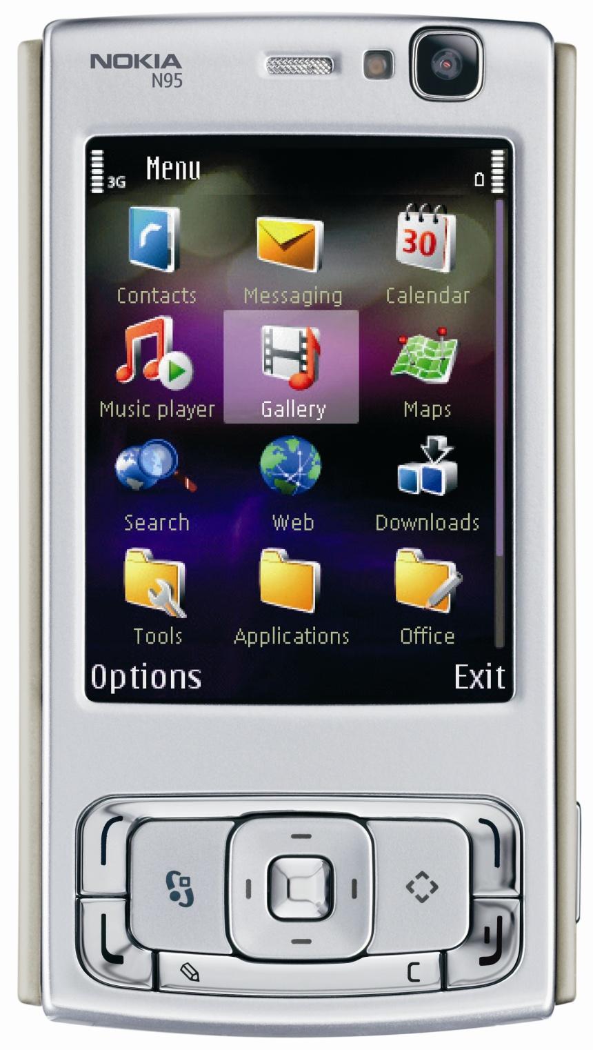 Symbian gjør det stadig dårligere på salgsstatistikken. Her en Nokia N95 fra glansdagene før Apples iPhone dukket opp.