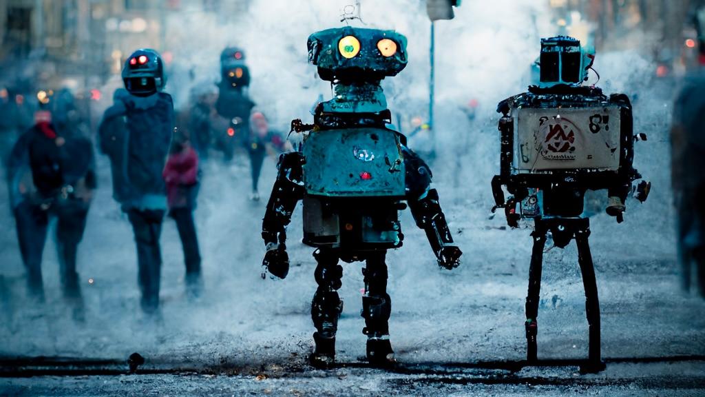 «robot uprising in the streets of oslo norway»