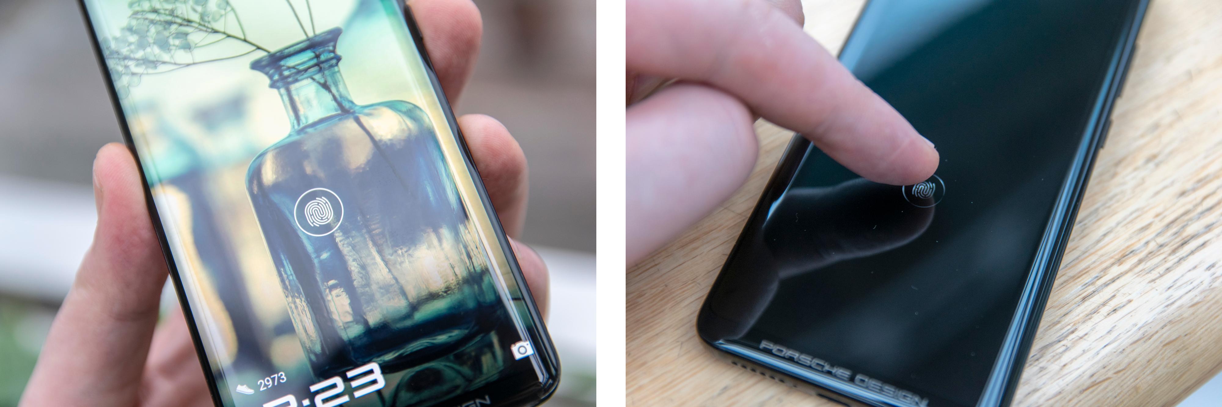 Det mangler ikke på måter å komme seg inn i Mate RS. Den har fingeravtrykksleser i skjermen og på baksiden, i tillegg til ansiktslås via kameraet foran. Hva du bruker av det avhenger av ditt behov for sikkerhet. Et lite ikon som viser plasseringen til fingerleseren i skjermen lyser opp når fingrene dine kommer i nærheten av telefonen.