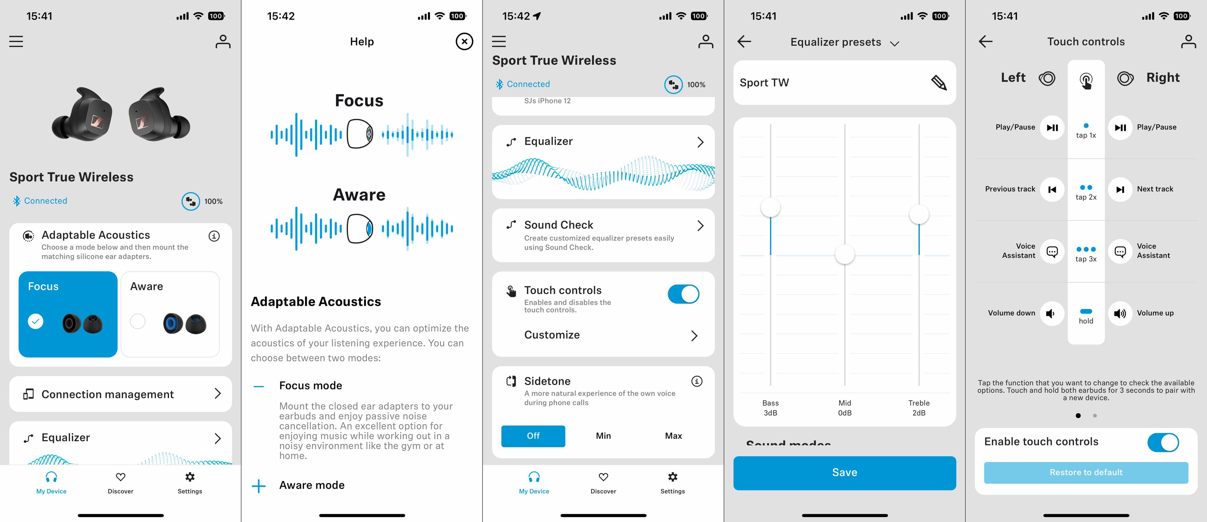 Sennheiser-appen byr som vanlig på gode muligheter til å tilpasse hvordan du kontrollerer hodetelefonene, for eksempel. 