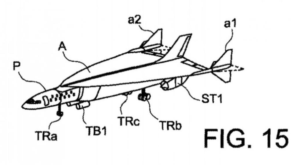 FRAMTIDSFLY: Concorde 2.0 slik Airbus skisserer flyet i patentsøknaden.
