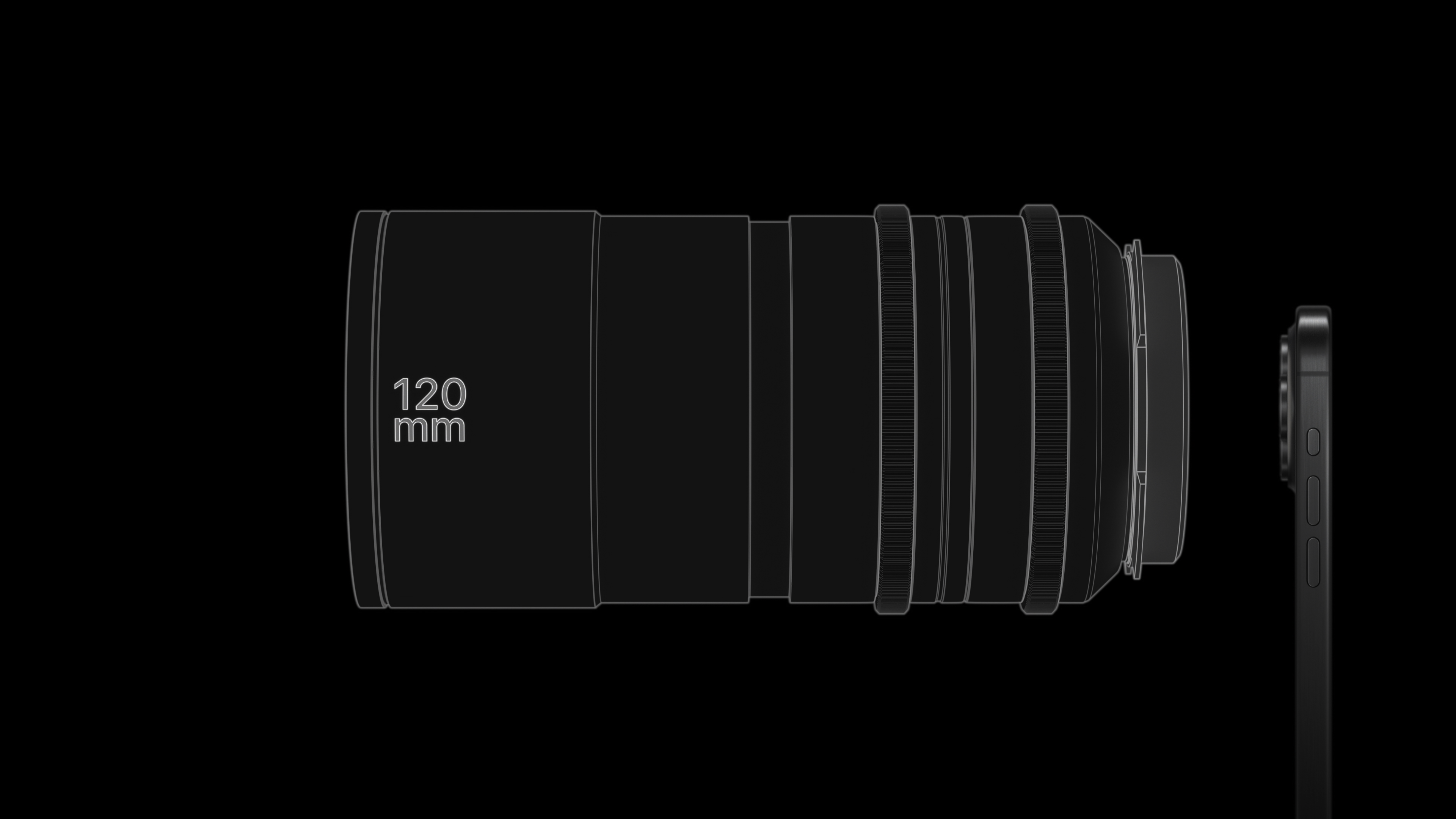 Apple påpeker at 120 millimeter er en brennvidde som vanligvis trenger et langt og tungt objektiv. Linsen i 15 Pro Max «brekker» lyset slik at 