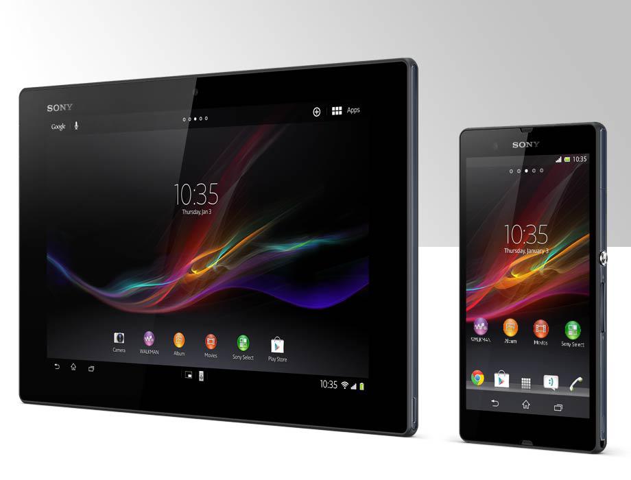 Xperia Tablet Z og Xperia Z har samme uttrykk.
