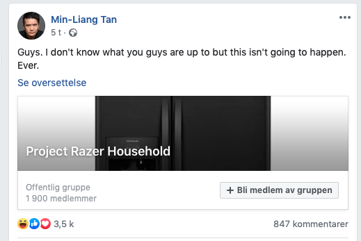 En ny gruppe har oppstått på Facebook som ønsker seg Razer-kjøleskap og andre husholdningsartikler.