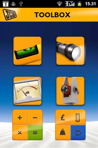 JCB Toolbox inneholder blant annet en app for å måle vinkler og sjekke om noe er i "vater".
