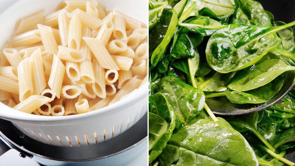 KAST: Kokt pasta og varmebehandlet spinat er utsatt for bakterier dersom du skal spare på restene. Foto: Magnar Kirkenes/VG