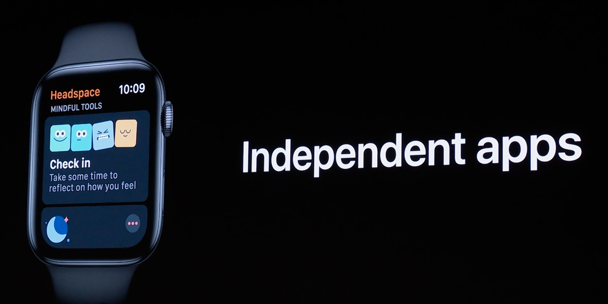 Apple blir helt uavhengige av mobilen. Du kan bla gjennom Watch-apper som kort i en lang liste.