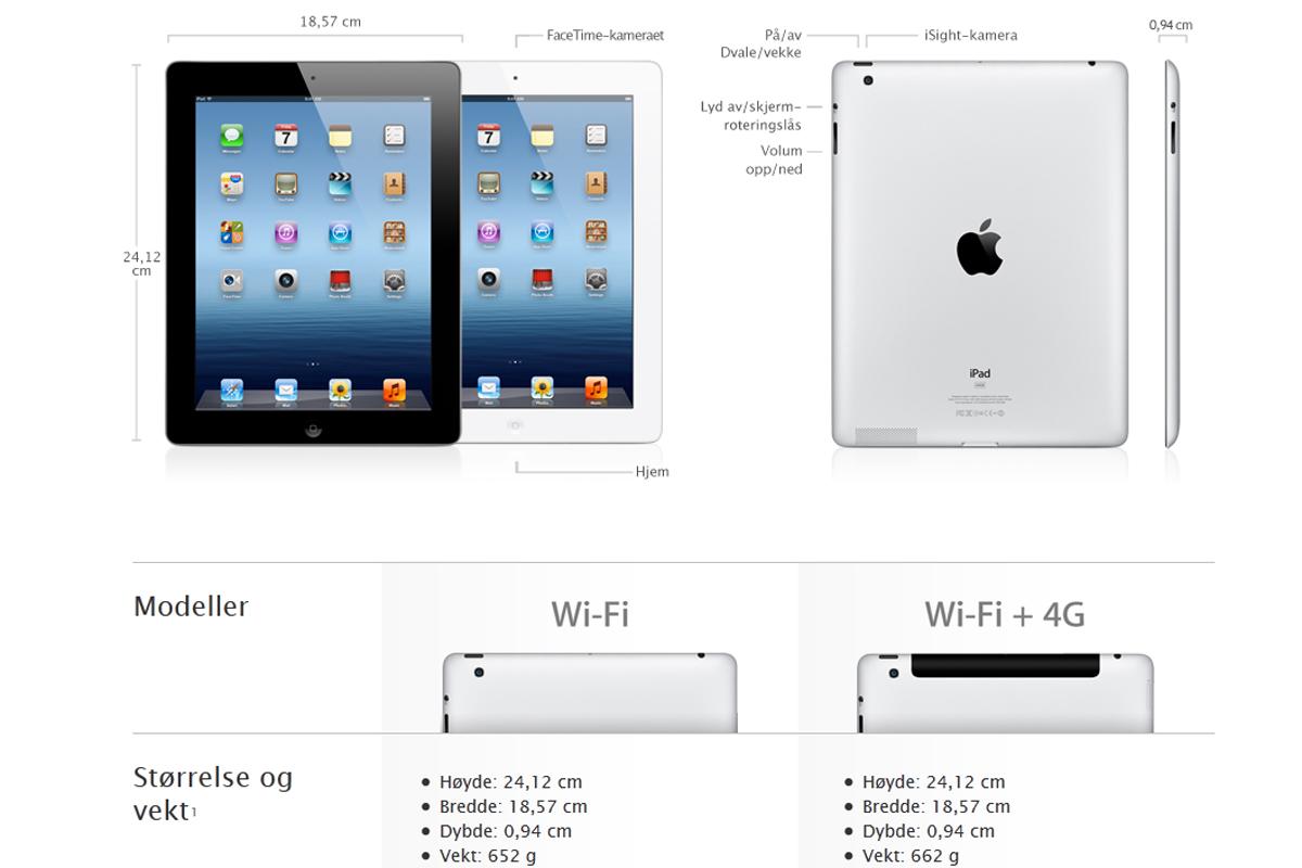 iPad selges fortsatt som et 4G-produkt i Apples norske nettbutikk.