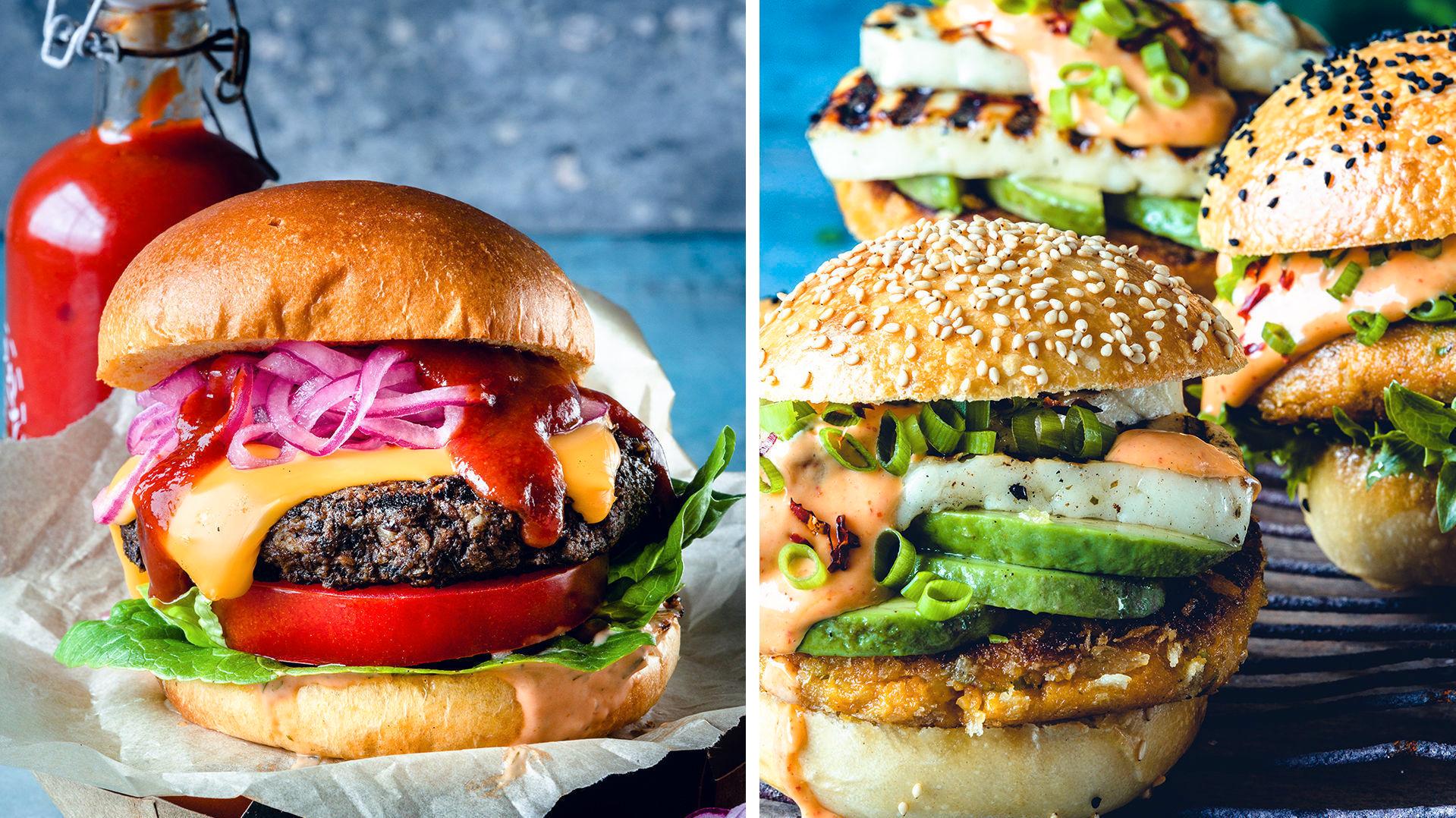 BURGERHIMMEL: Du trenger ikke kjøtt for å lage en skikkelig digg burger! Foto: Krister Sørbø/VG