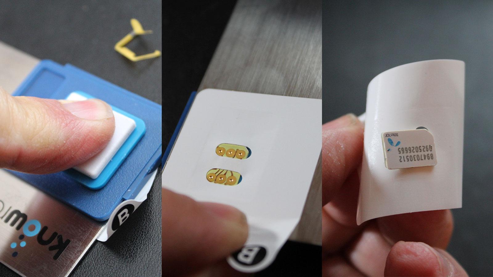Verktøyet hjelper deg å plassere klistremerket riktig, samme hvilken type SIM-kort du bruker. Foto: Espen Irwing Swang, Tek.no