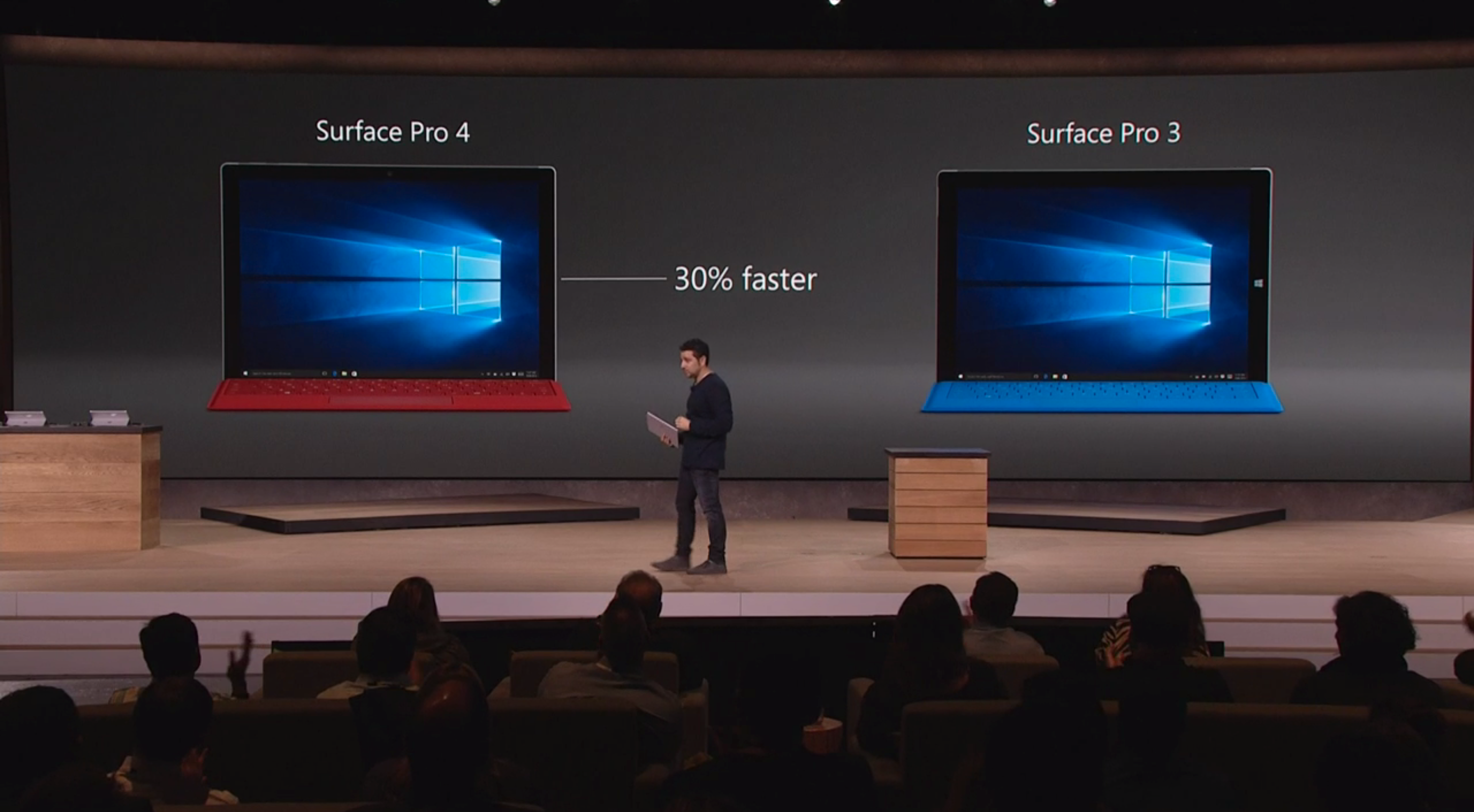 Slik ser Surface Pro 3 (til høyre) ut ved siden av Surface Pro 4. Foto: Microsoft, skjermdump fra video
