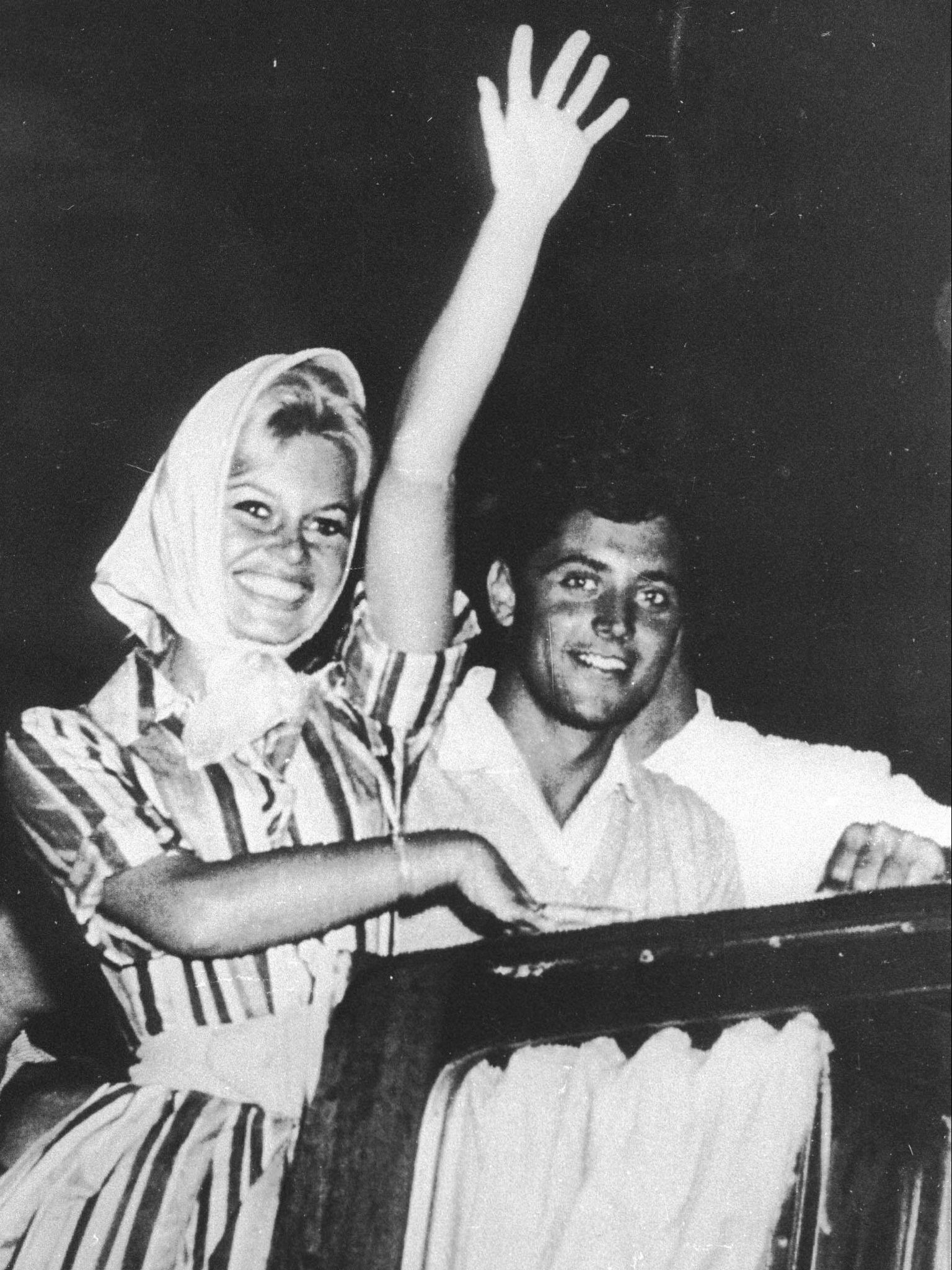 Sasha Distel og Brigitte Bardot i 1958.