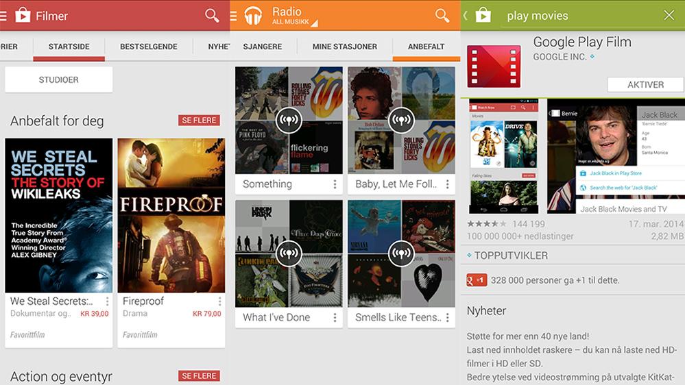 Hør musikk eller se film på TV-en rett fra Google Play-appen.