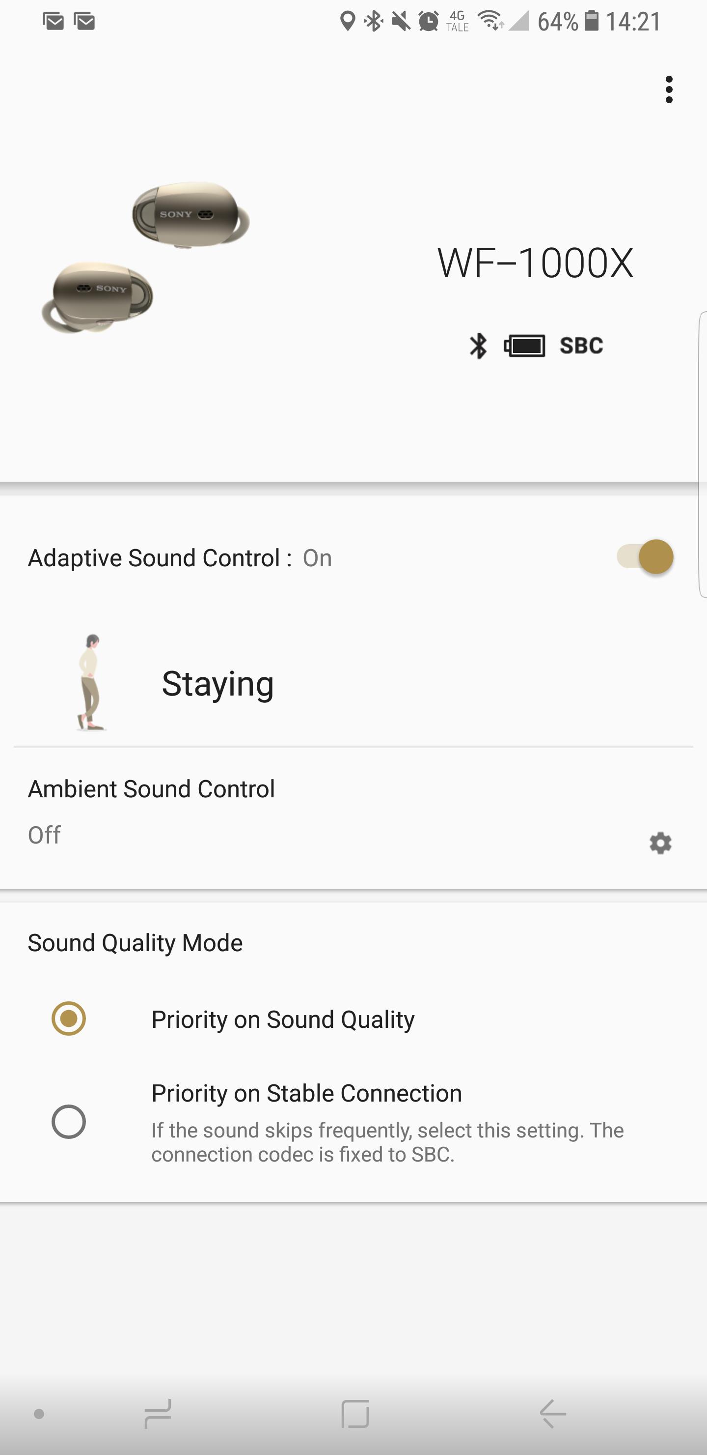 Sonys app er enkel å bruke. Et pluss er t du kan definere hvor mye støykansellering du ønsker.