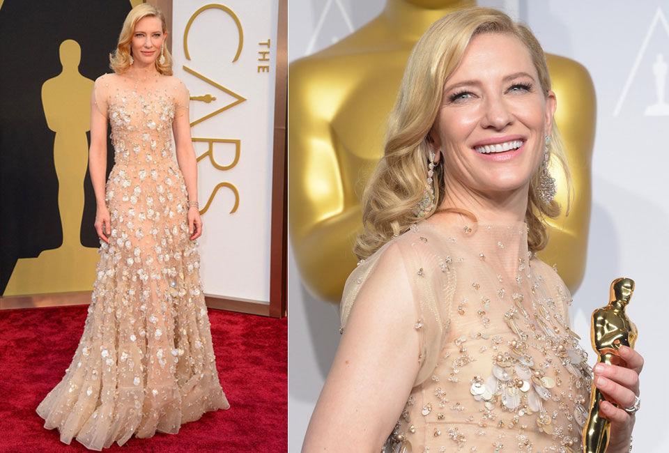 KVELDENS MEST KOSTBARE: Cate Blanchetts antrekk på Oscar-utdelingen hadde den høyeste prislappen av alle. Smykkene og den spesialdesignede kjolen har en samlet verdi på over 108 millioner kroner. Foto: Afp