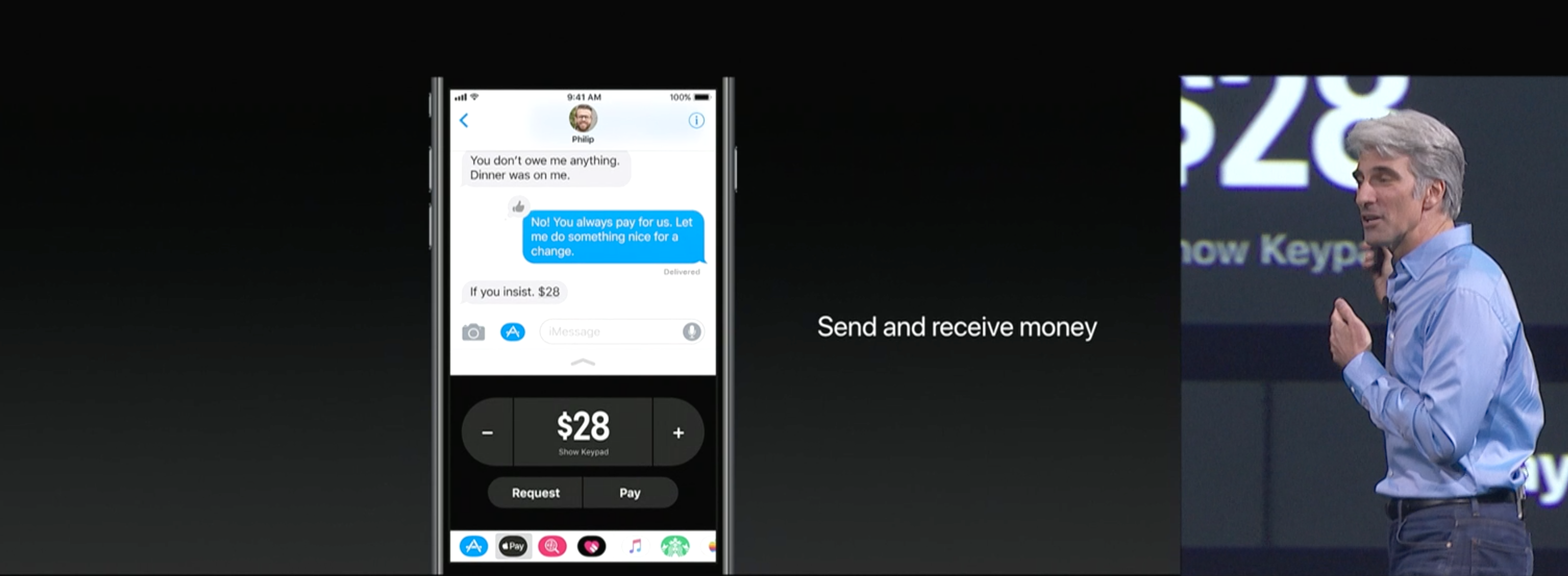 Du kan nå sende penger direkte via iMessage, gjennom Apple Pay-standarden. Bilde: Skjermdump/Apple