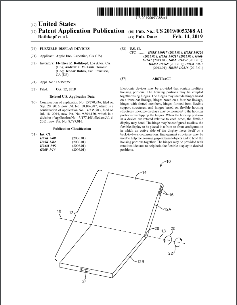 Her er den første siden av patentet som er publisert. Som du ser, er det ikke tegnet inn noen rammer.