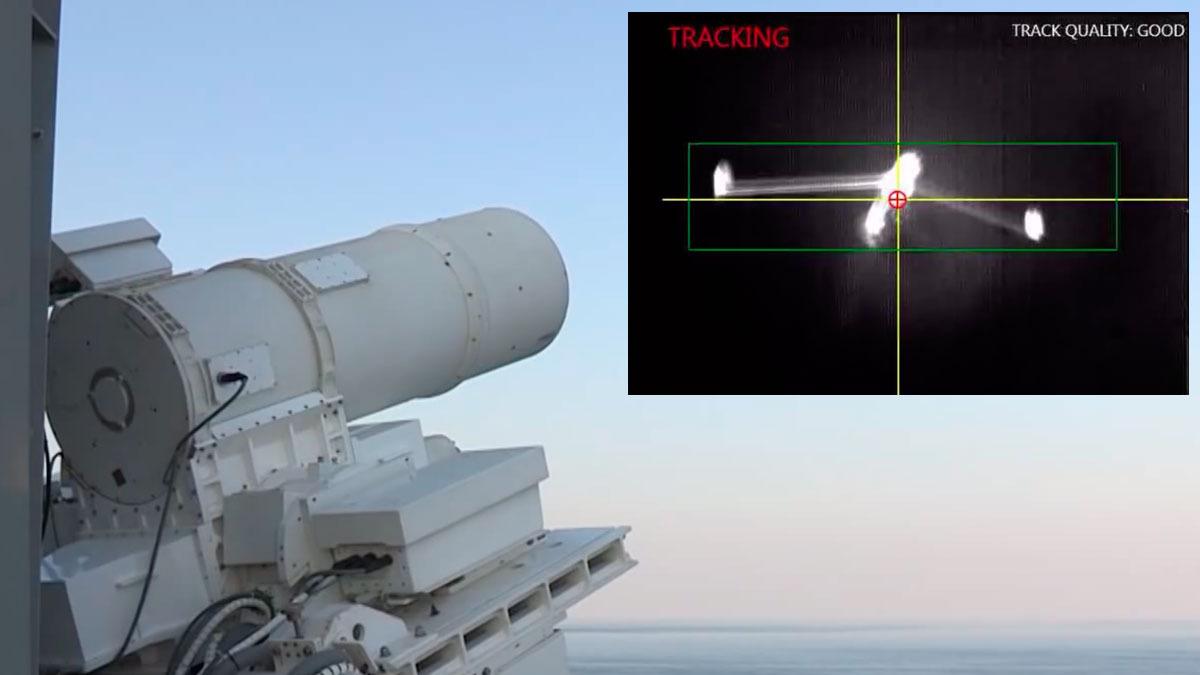 Her skyter USAs laserkanon ned en drone