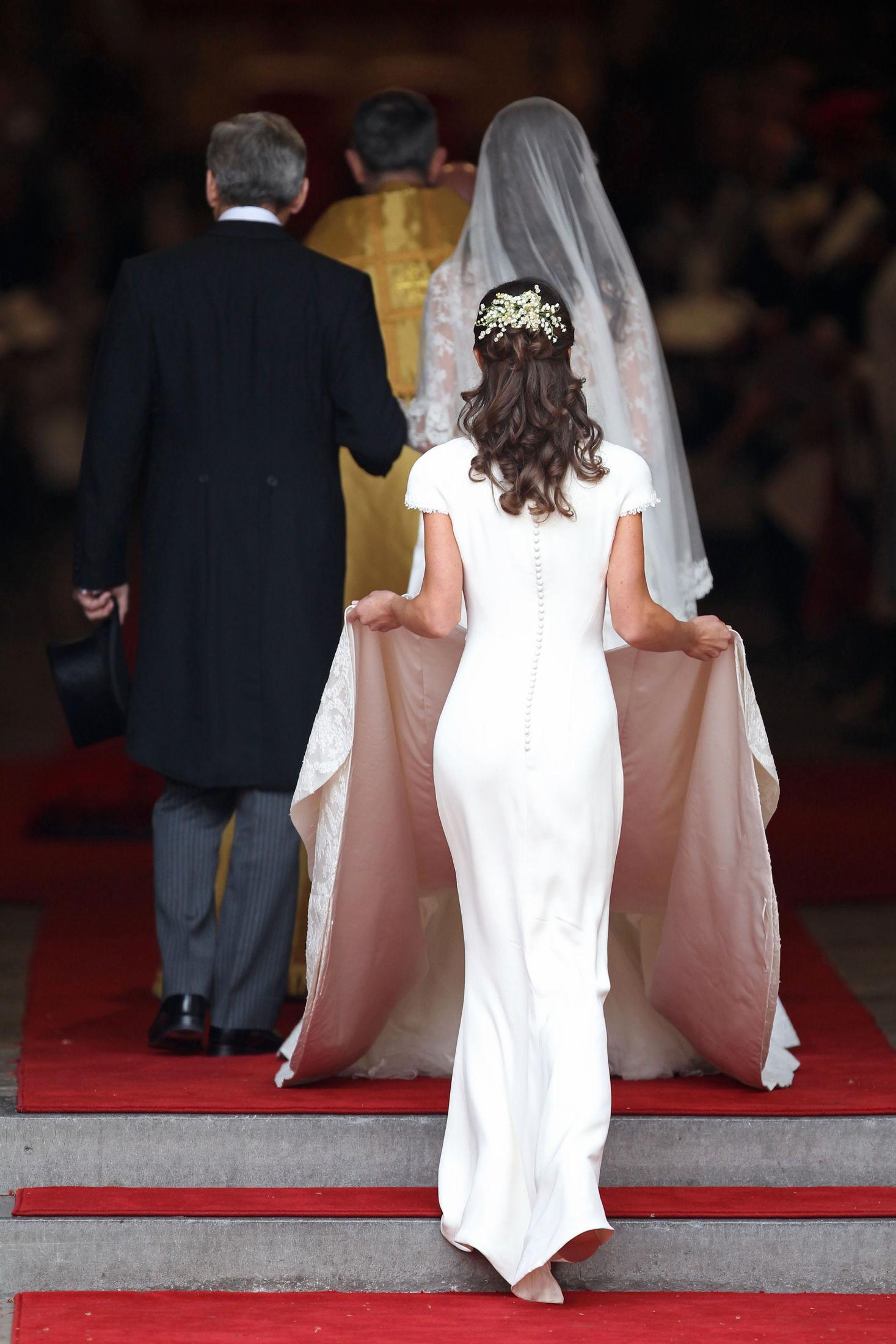 OH HELLO: Pippa Middleton ble superkjendis på grunn av dette bildet før vielsen mellom storesøsteren Kate og William i Westminster Abbey i 2011. Foto: Getty Images