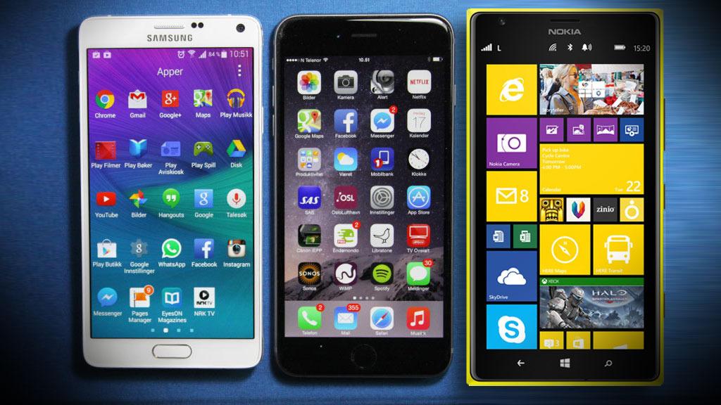 Android, iOS eller Windows Phone? Det er det store spørsmålet. Foto: Espen Irwing Swang, Tek.no/montasje Teknofil.no