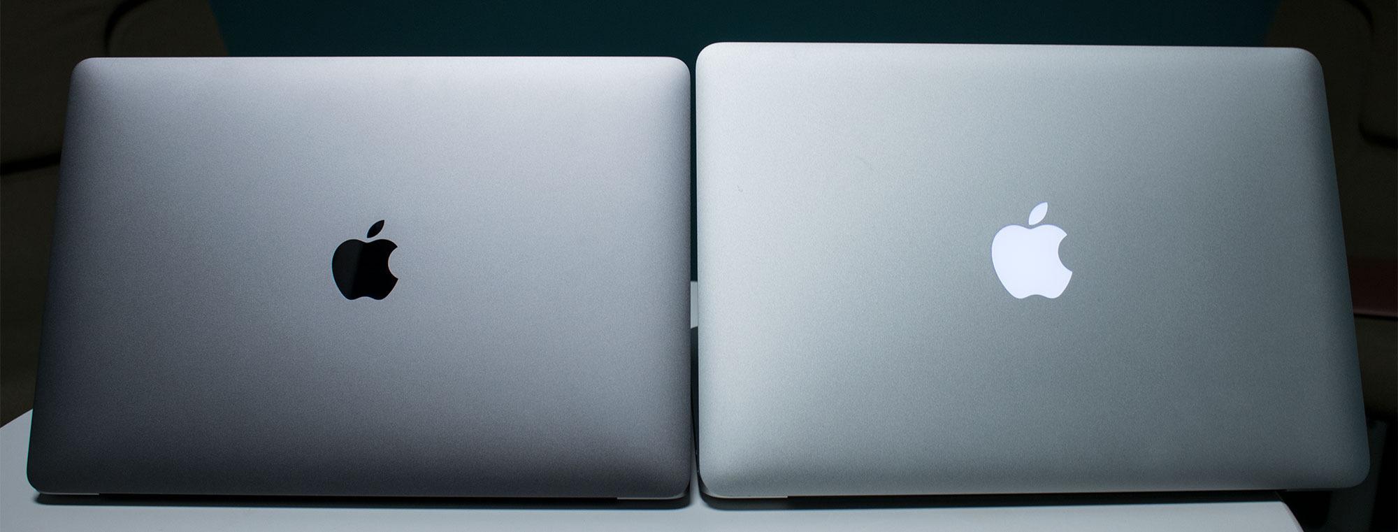 Den lysende eplelogoen er erstattet av en i aluminium. Her MacBook Pro 2016 og MacBook Pro 2015.