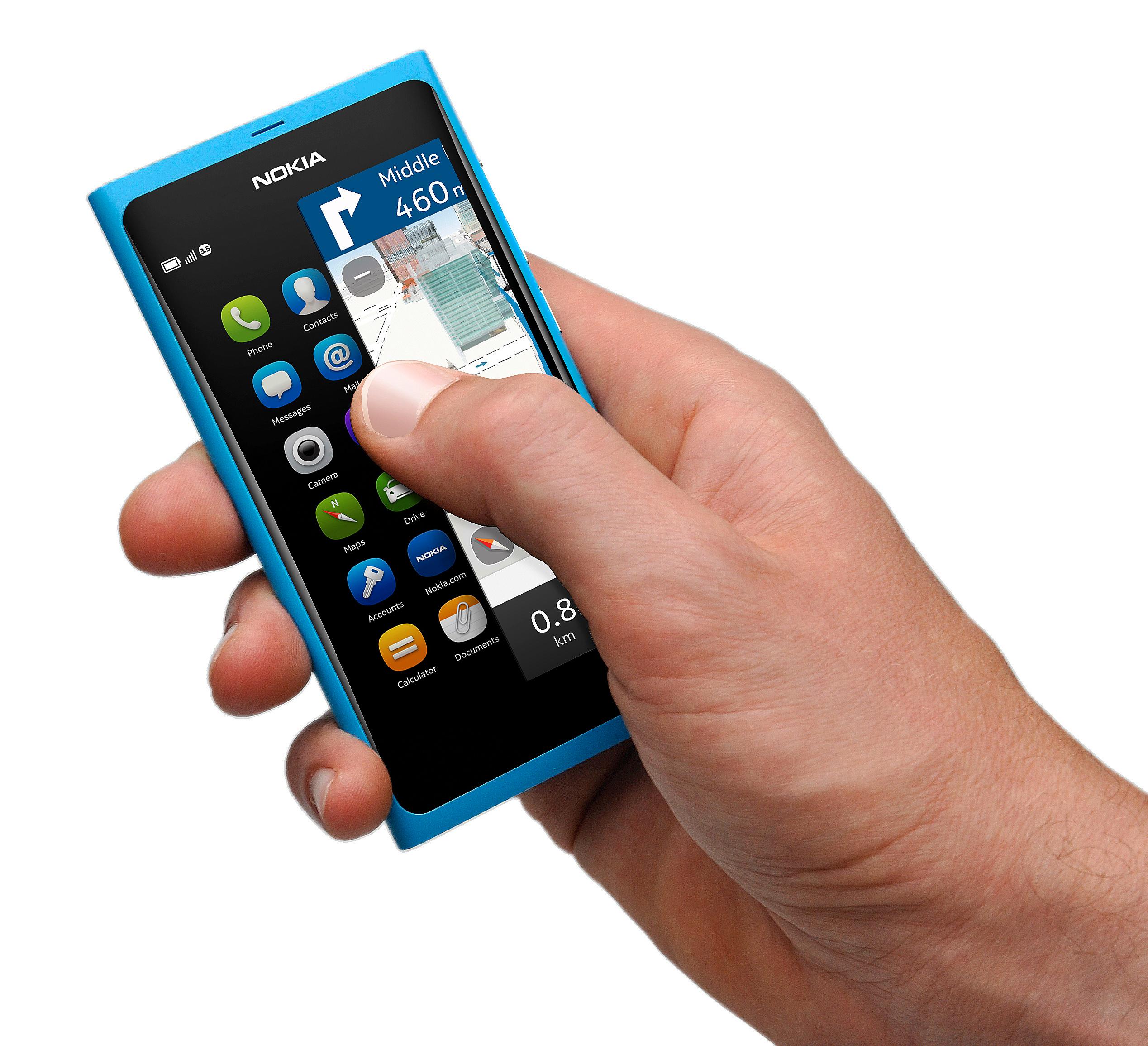 Nokia N9 har mange likheter med dagens Windows-baserte Lumia-mobiler.Foto: Nokia