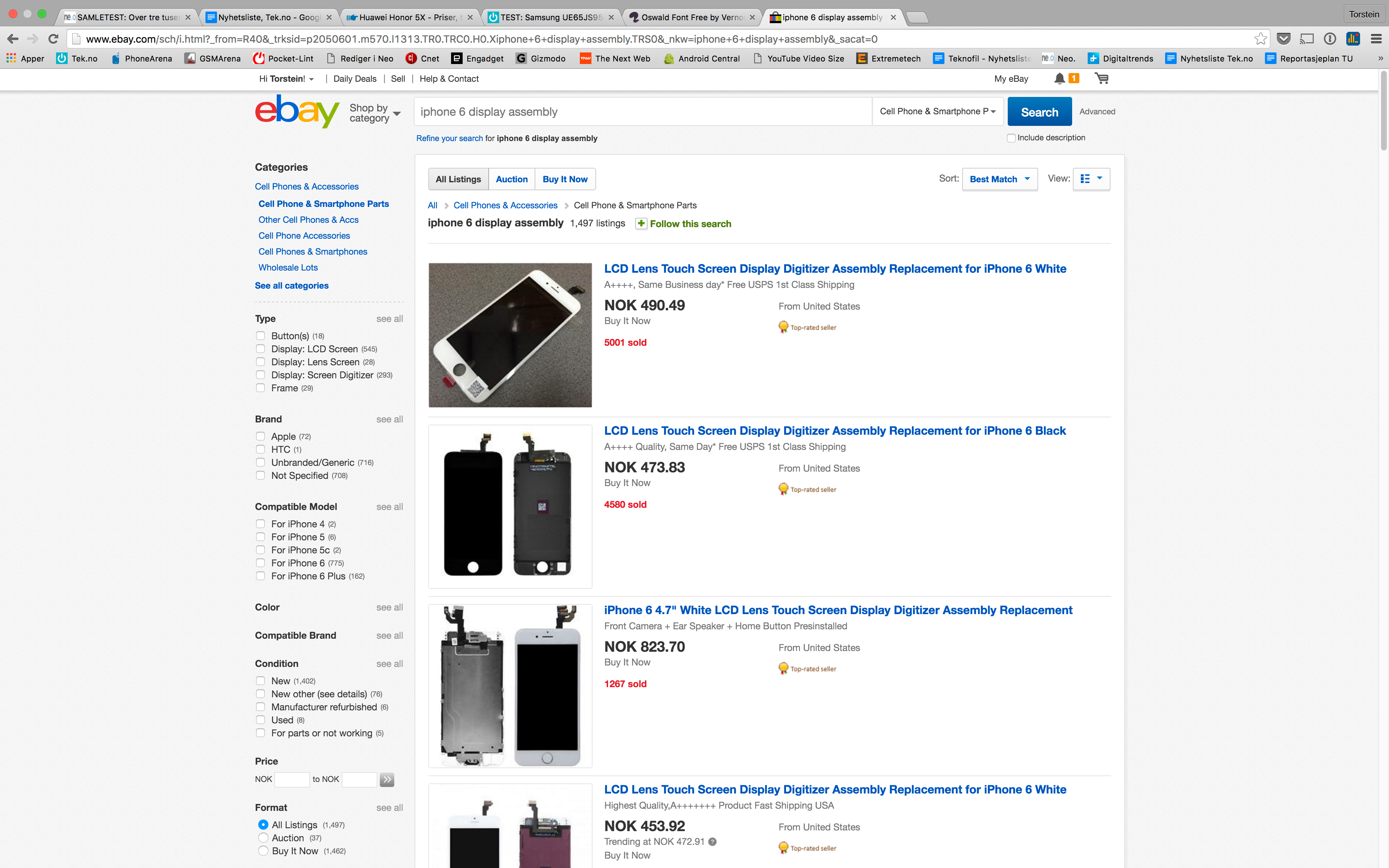 Det er flust av tilbud på skjermer på eBay, så det er egentlig bare å velge og vrake.