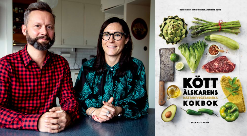 Matkreatörerna Matts Hildén och Eva Hildén aktuella med kokboken ”Köttälskarens nästan vegetariska kokbok”.