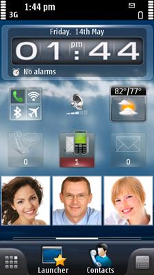 Slik kan den nye hjemmeskjermen se ut med SPB Mobile Shell for Symbian.