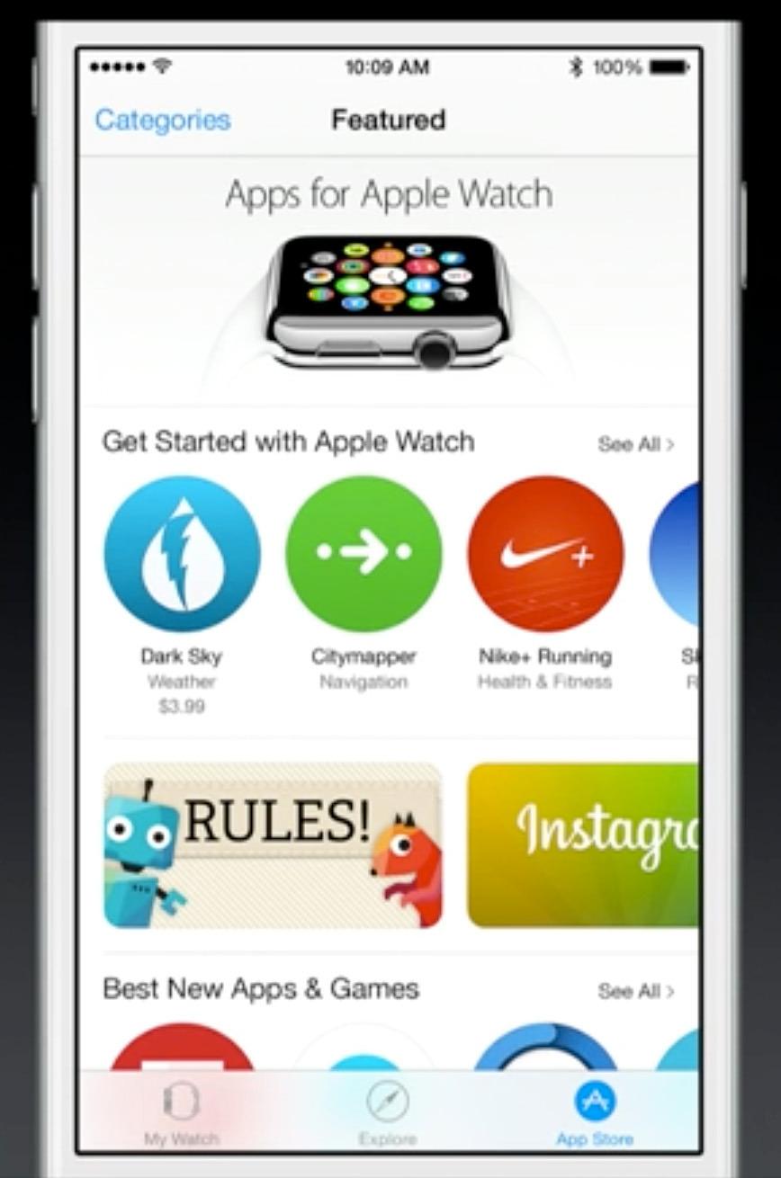 Det vil være en egen seksjon i App Store for Apple Watch-apper.